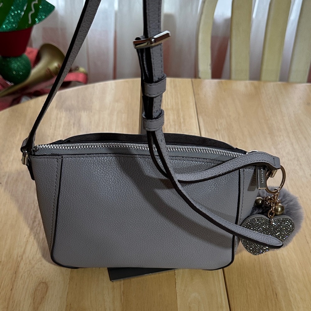 Kate Spade Light Gray Crossbody Bag with Pom Pom - Picture 2 of 6